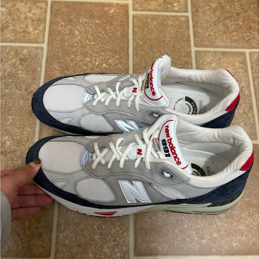 New Balance 991 Mens Sneaker Gray, Navy & Red Size 11 Made In England - Picture 4 of 8